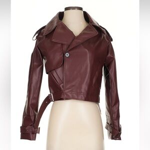Commense Burgandy Leather Jacket - Size XS